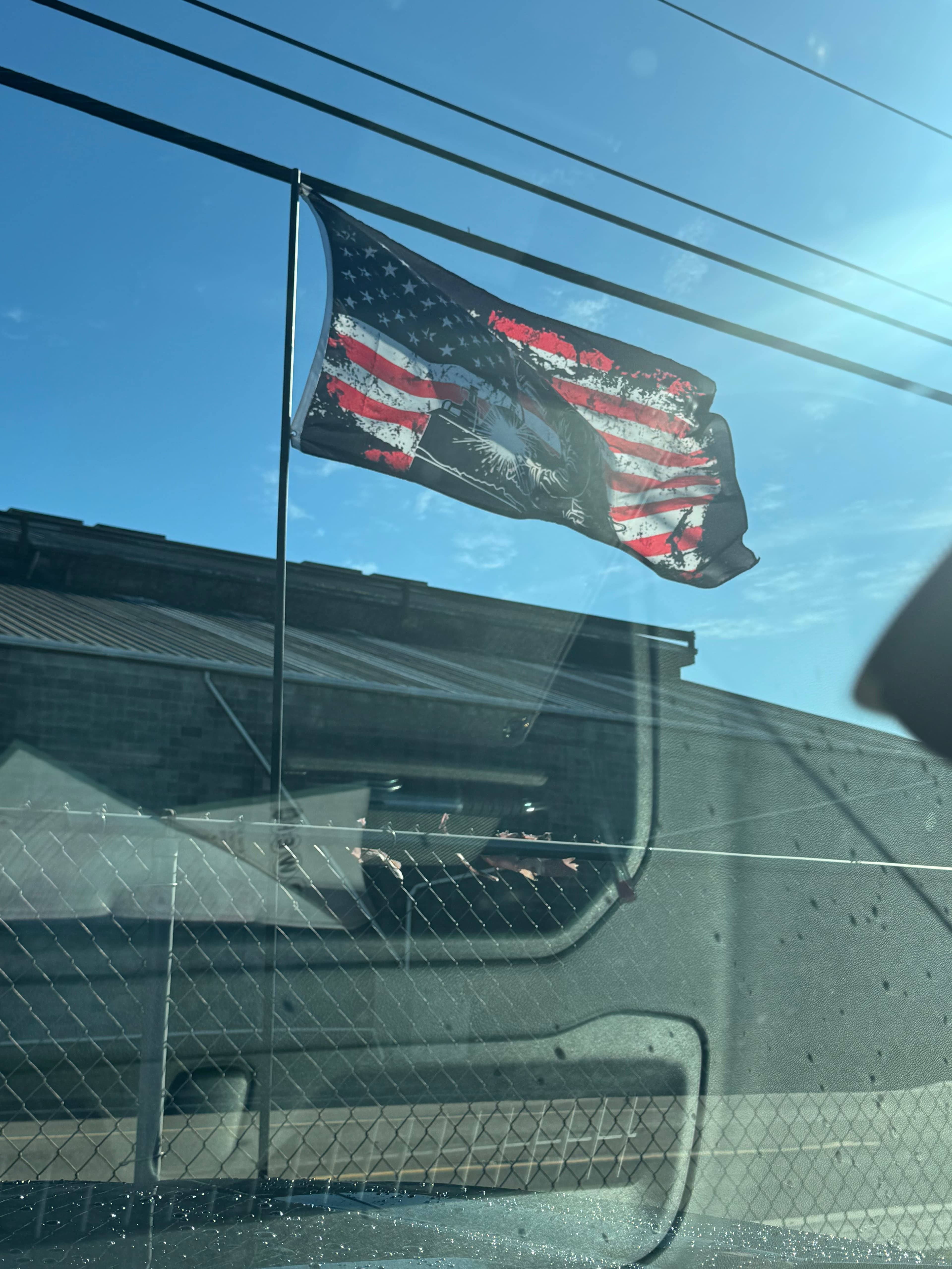 American flag at the SquareVac manufacturing facility