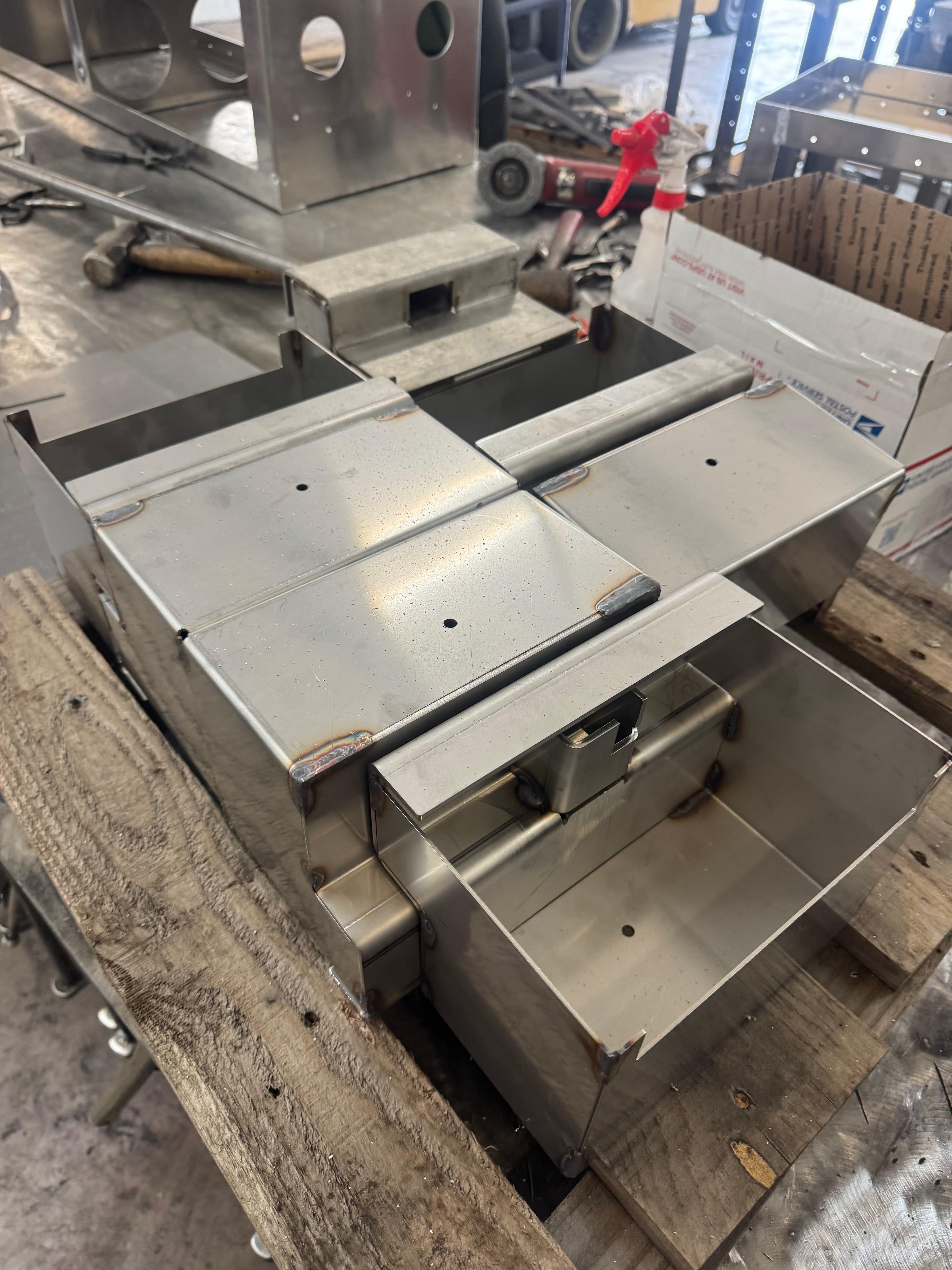 Completed stainless steel SquareVac units with panels installed